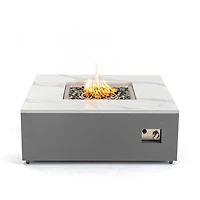 Danby Engineered Marble Convertible Propane Fire Table , Square, White and Grey
