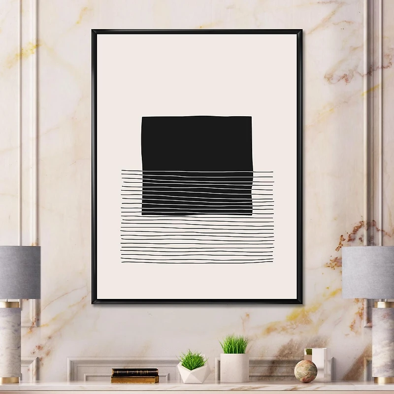 Designart Minimal Geometric Lines And Squares VIII FLOAT FRAME WALL ART
