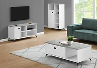 Monarch Specialties Meuble Tv, 48 Pouces, Console, Centre De Divertissement Média, Unite De Rangement, Salon, Chambre À Coucher, Stratifié, Métal, Gris, Blanc, Contemporain, Moderne