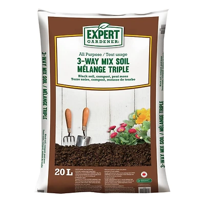 Expert Gardener Triple Blend Enriched Soil type, 20L – Peat Moss, Topsoil, Compost – 1 per pack, 3 way mix soil