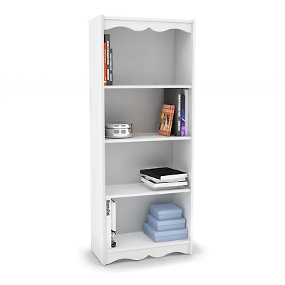 CorLiving Hawthorn 4-Tier Engineered Wood Adult Bookcase with 3 Adjustable Shelves