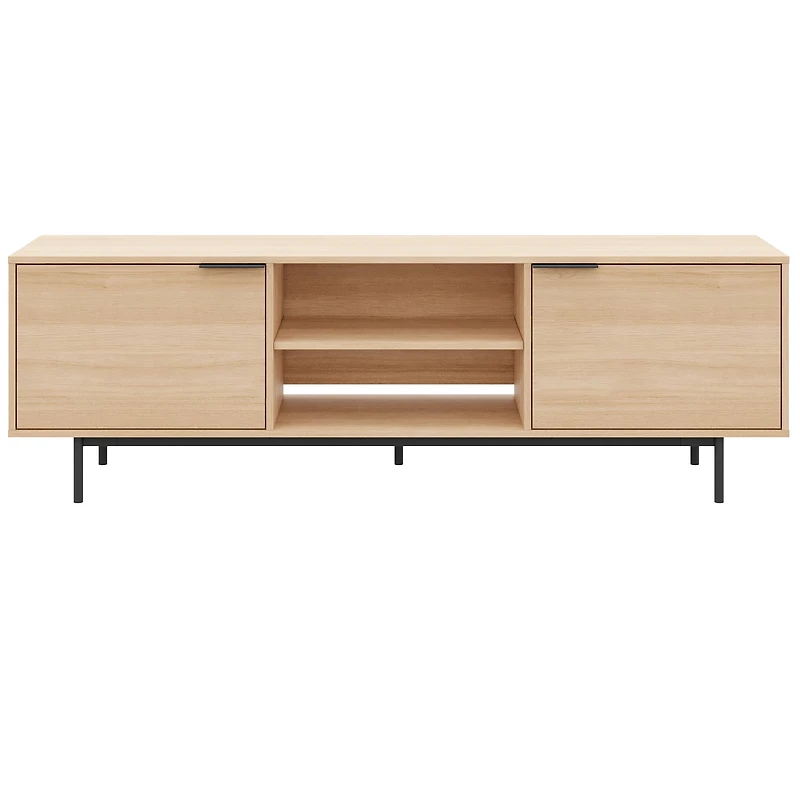 Meuble TV Nexera Hamilton 70 pouces avec 2 armoires de rangement, chêne blond naturel