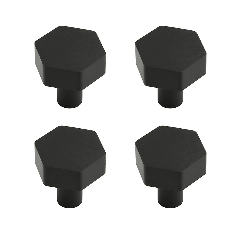 Era Hexagon Knob 4-Pack Brushed Black, 1.18 x 1.18 x 1.14 in.