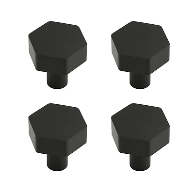 Era Hexagon Knob 4-Pack Brushed Black, 1.18 x 1.18 x 1.14 in.