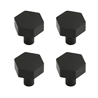 Era Hexagon Knob 4-Pack Brushed Black, 1.18 x 1.18 x 1.14 in.
