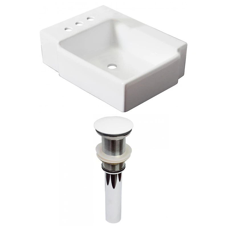 American Imaginations AI-31191 16,25 pouces W Au-dessus du navire blanc de contre pour 3H4-in. Forage à gauche