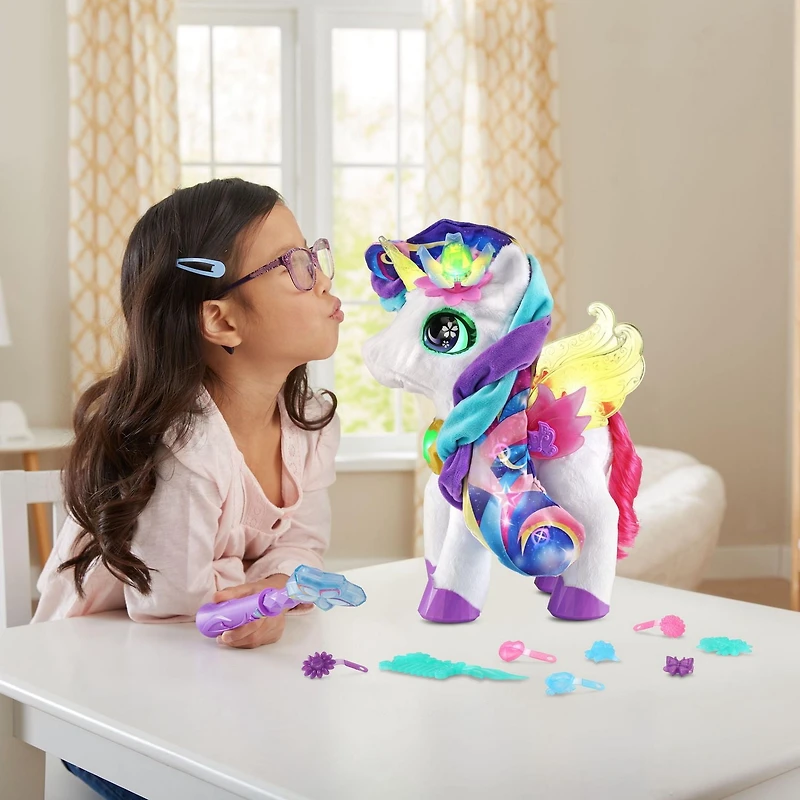 VTech Styla the Bloom Bright Unicorn Interactive Toy – French Version- Singing Pet with Magic Wand and Accessories