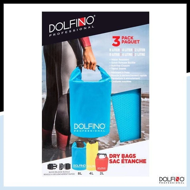Dolfino Pro Nylon Waterproof Dry Bags 3 Piece Set