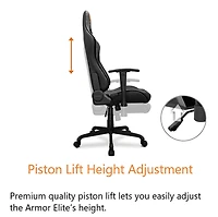 Chaise de gaming Cougar Armor Elite - Cuir PVC avec dossier inclinable jusqu'à 160º, accoudoirs 2D réglables et mécanisme d'inclinaison ajustable, coussins pour la tête et les lombaires