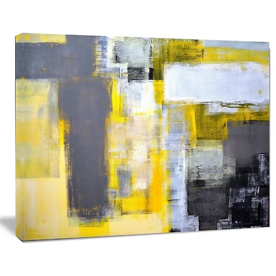 Tableau à toile imprimée Design Art Gris et jaune abstrait flou