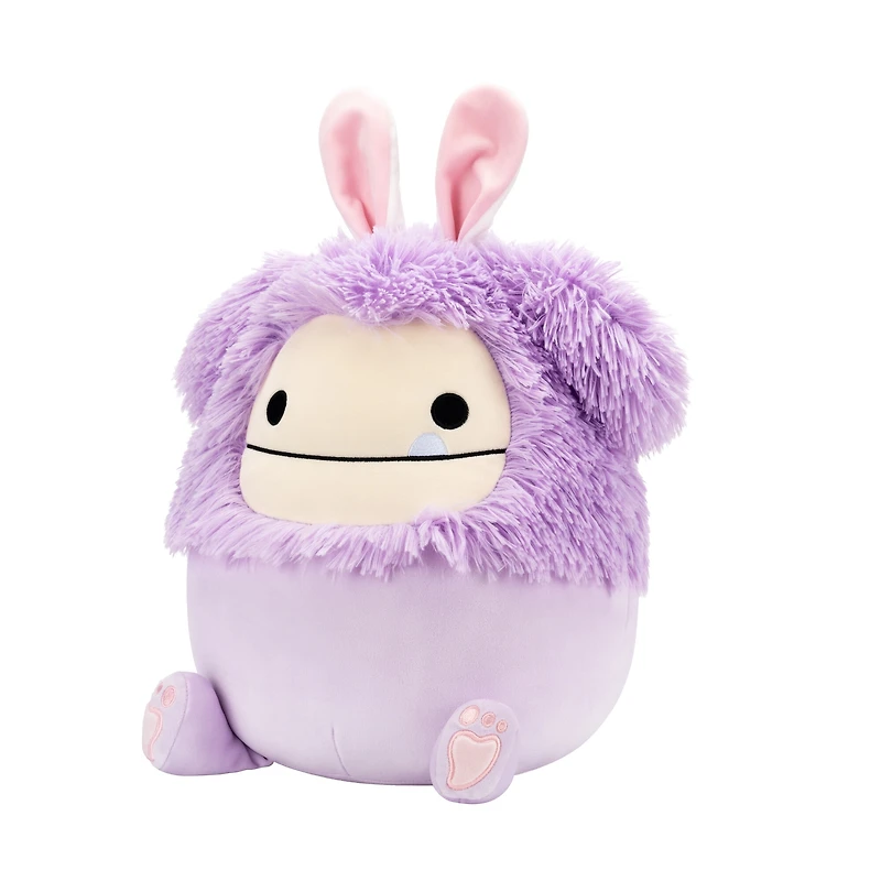 Peluche Fuzzamallows de Squishmallows 16 po de Pâques - Dilka le Bigfoot lavande avec des oreilles de lapin