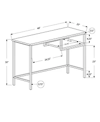Monarch Specialties Computer Desk, Home Office, Laptop, 48"l, Work, Metal, Laminate, Brown, Black, Contemporary, Modern