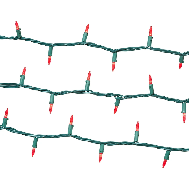 Holiday Time 100-Count Red LED M5 Christmas Lights, with Green Wire, 21'