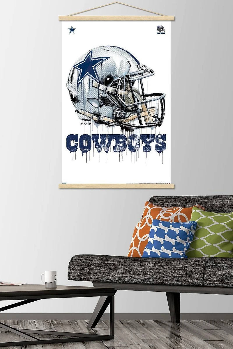 NFL Dallas Cowboys - Drip Helmet 20 Wall Poster, 22.375" x 34" Framed