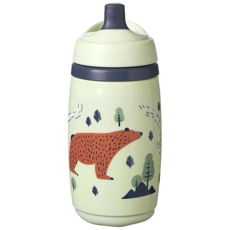 Bouteille d'eau isotherme Sportee Superstar pour tout-petits  de Tommee Tippee, INTELLIVALVE étanche et résistant aux secousses | Technologie antimicrobienne (9oz, 12+ mois, 1 compte) Vert