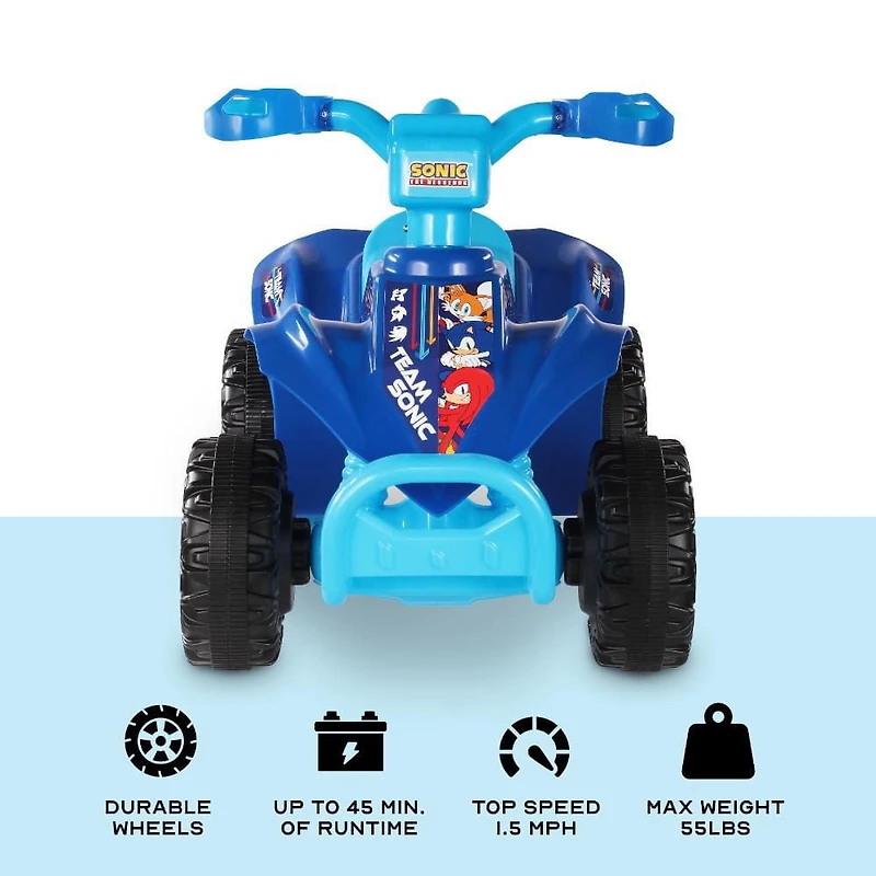 SONIC 6V QUAD ATV RIDE On/ TEAM/ BLU w/ LT BLU SEAT