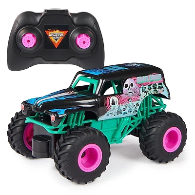 Monster Jam, Monster truck radiocommandé Grave Digger officiel à l'échelle 1:24, 2,4 GHz, thème Nitro Neon, jouets pour garçons et filles à partir de 4 ans