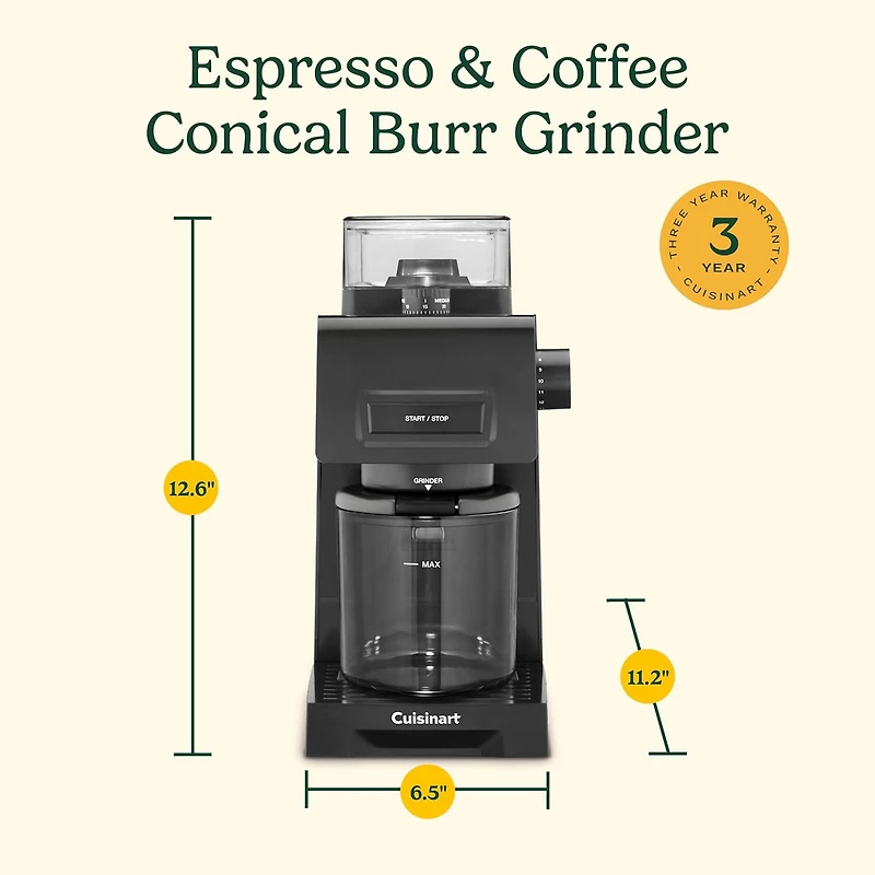 Cuisinart Espresso & Coffee Conical Burr Grinder, 35 Grind Settings, 1-14 Cups
