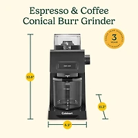 Cuisinart Espresso & Coffee Conical Burr Grinder, 35 Grind Settings, 1-14 Cups