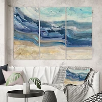 Designart côte, bleu, mer, vagues, aquarelle Art mural sur toile