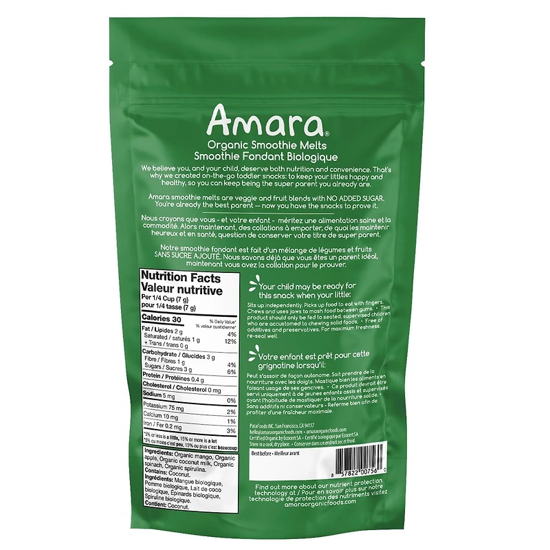 Amara Organic Smoothie Melts Mighty Sweet Greens