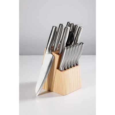 Oster Eckert Ménagère 15 pièces avec bloc en pin