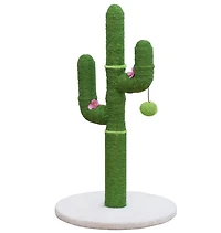 Home4Cat Cactus Sisal Cat Scratching Post with Hanging Toy, Green
