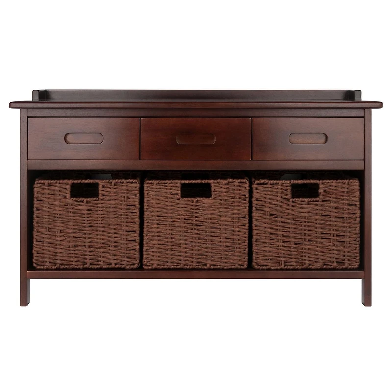 Banc de rangement Adriana 4pc avec paniers en noyer