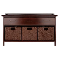 Banc de rangement Adriana 4pc avec paniers en noyer