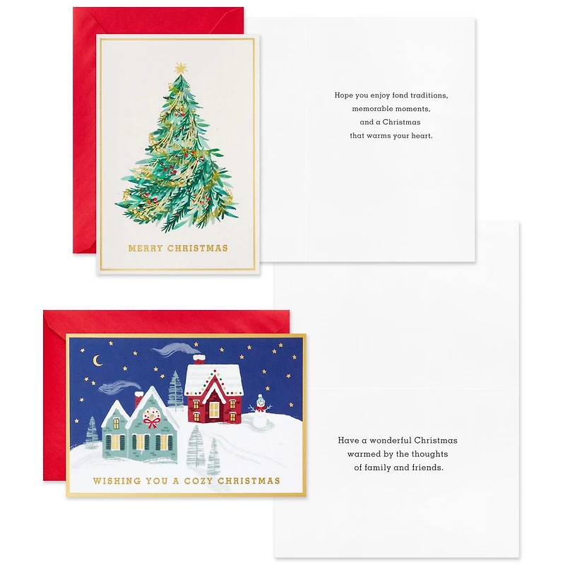 Assortiment de cartes Hallmark de Noël dans une boîte, motifs mignons (6 motifs, 36 cartes et enveloppes)