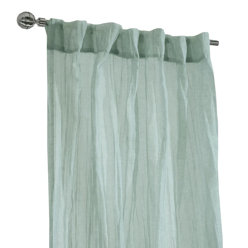 Loft Living Peoria Sheer Dual Header Single Curtain Panel 52 x 84 in Pale Thyme