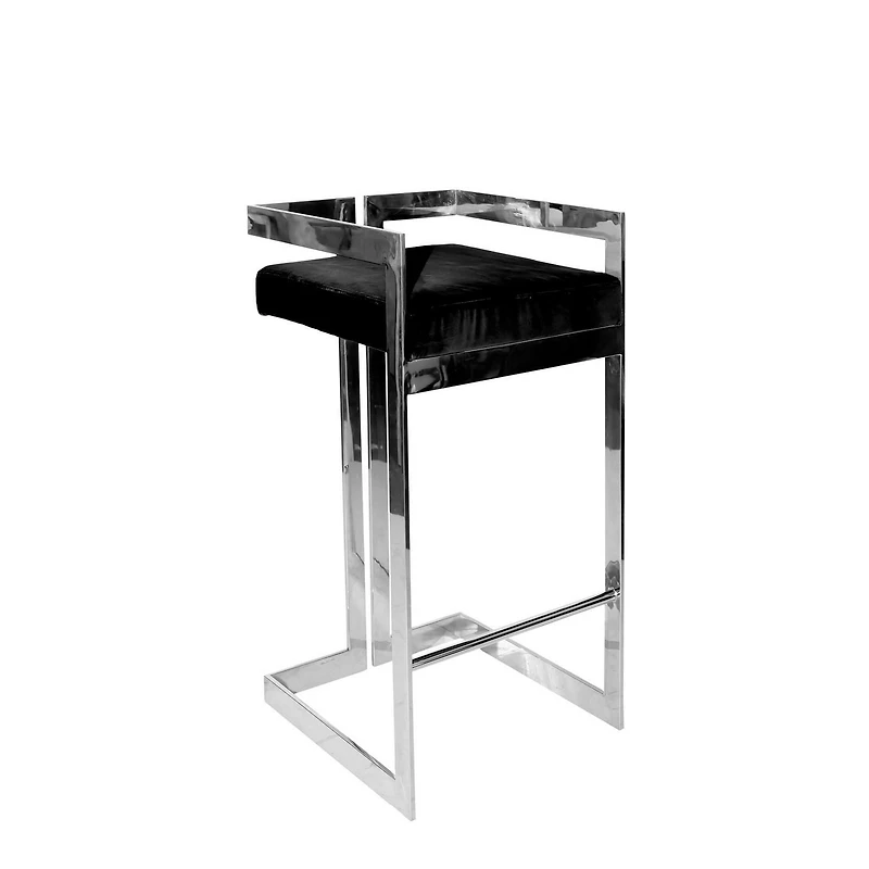 Tabouret Harvey en noir avec chrome