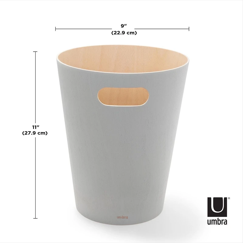 Umbra Woodrow Trash Can 2-Gallon (7.5 L) Capacity,Grey