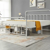 Fullfurnique Lit de plateforme métallique avec tête et pied de lit hauts pour adultes, Twin, Blanc