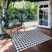 ECARPET Indoor/Outdoor for Balcony, Patio and Garden Villa Blue Rug