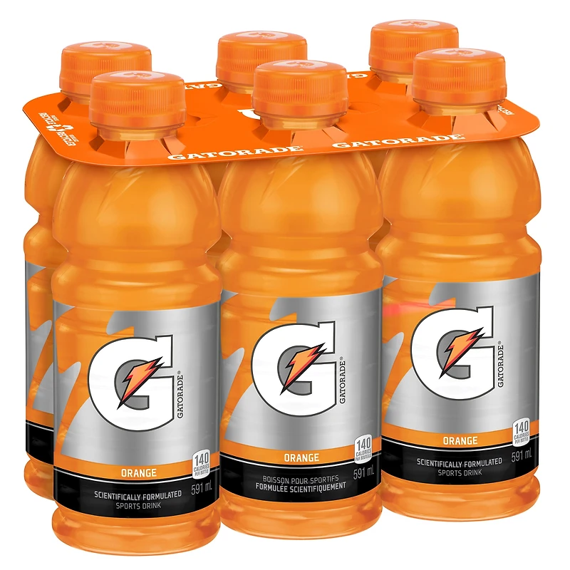 Gatorade Orange Sports Drink 6 x 591 mL, Bottles, 6x591mL