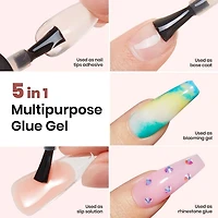 Beetles Gel Nail Kit Almond Nail Tips Easy Nail Extension Set 5 In 1 Nail Glue Gel with 240Pcs Pre shaped Medium Almond Nail Tips & UV Nail Lamp Acrylic Nail Clipper DIY Art Gifts for Her
