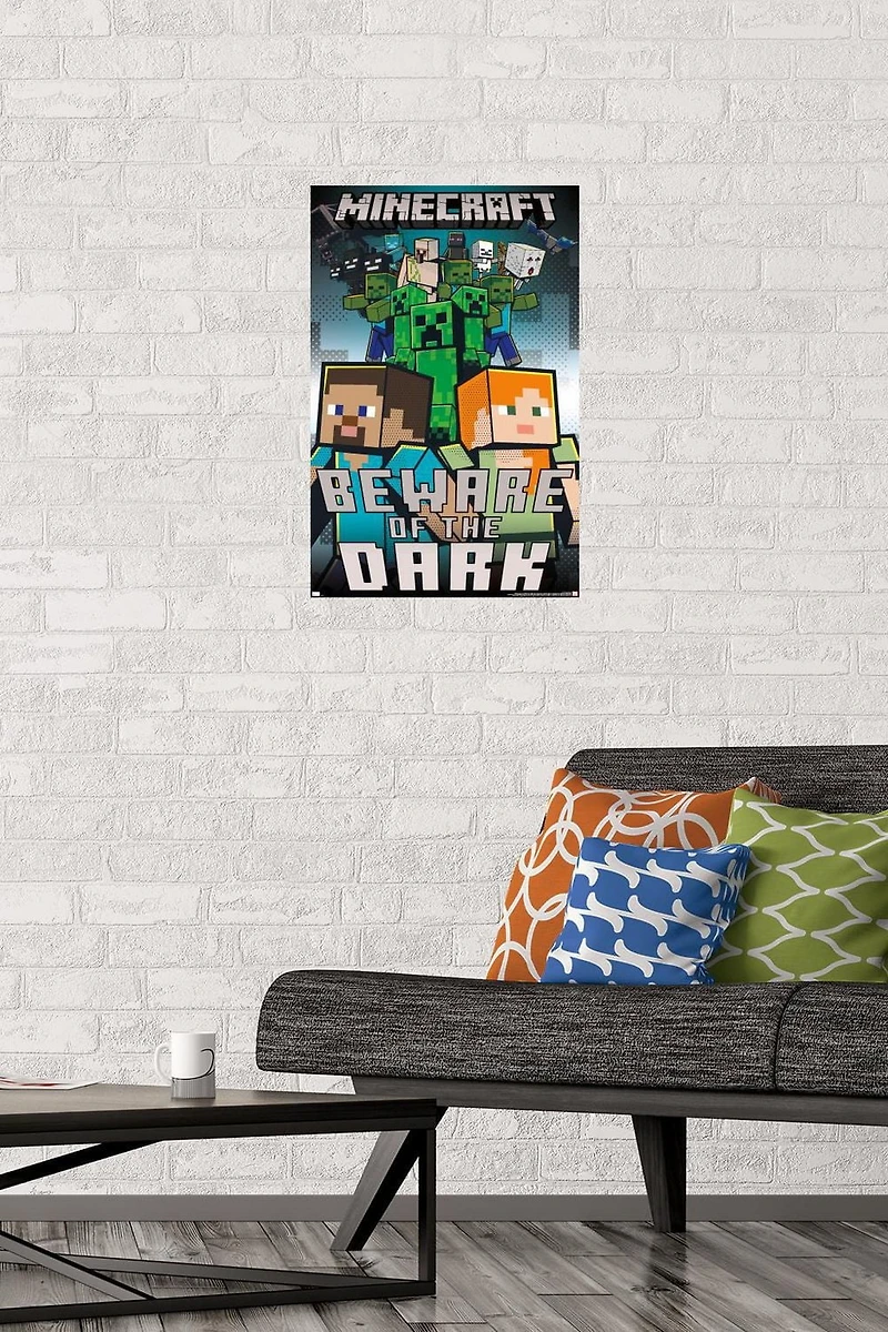 Minecraft - Beware Of The Dark Wall Poster with Magnetic Frame, 22.375" x 34"