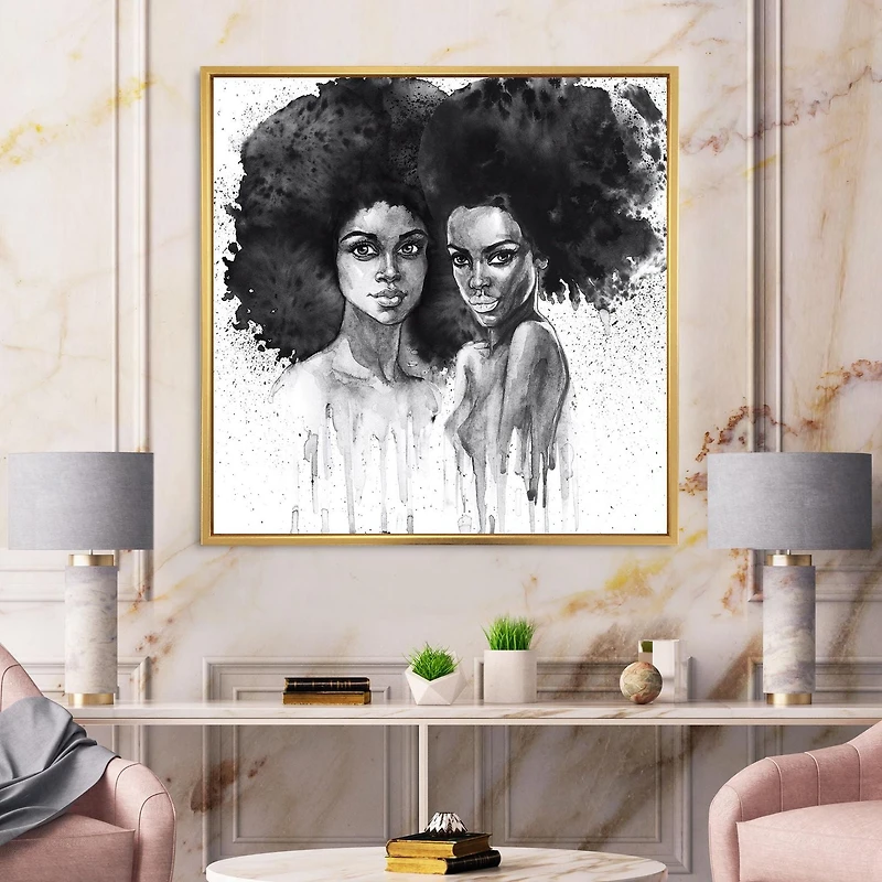Designart Portrait of African American Woman XI FLOAT FRAME WALL ART