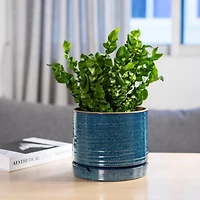 Better Homes & Gardens 6" Ceramic Round Planter Pot-Teal, Flower pot