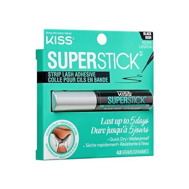 KISS Super Stick 5-Day Extended Wear Strip Lash Adhesive - Net Wt. 4.8g (0.17 oz.) - Black, KISS Lash Adhesive