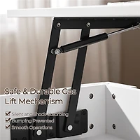 Fullfurnique Lift Top Coffee Table with Hidden Compartment & Open Shelf, White
