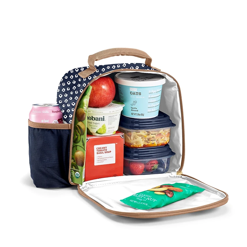Fit + Fresh Townsend Lunch Bag Kit with Containers, Navy Polka Dots., TOWNSEND KIT DB
