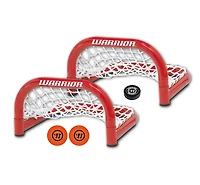 Ensemble de filets de compétence Warrior - 2 filets, 1 rondelle de hockey sur glace et 2 balles de hockey de rue