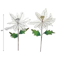 Netted Glitter Edged Poinsettia Stem - Set of 6
