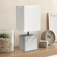 Simple Designs Petite lampe de table en céramique marbrée avec abat-jour en tissu