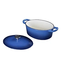 Mainstays Cocotte ovale en fonte émaillée 4,12 pintes, bleu