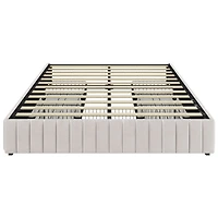 Fullfurnique Cadre de Lit Capitonné avec Trois Tiroirs de Rangement, Queen, Beige
