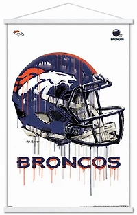 NFL Denver Broncos - Drip Helmet 20 Wall Poster, 14.725" x 22.375" Framed