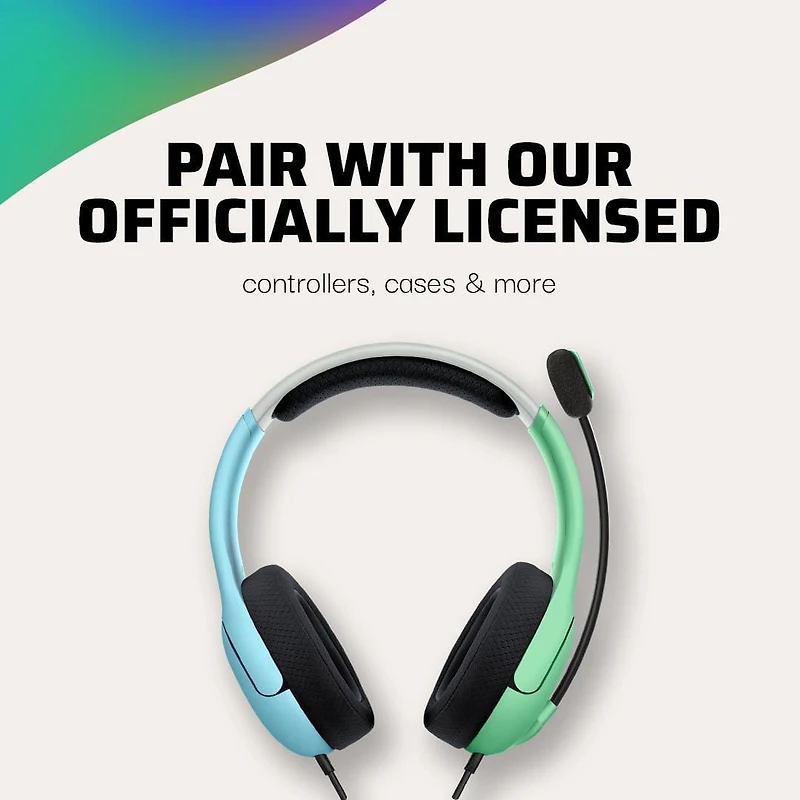 PDP AIRLITE Wired Headset: Blue & Green - Nintendo Switch, Nintendo Switch Lite, & Nintendo Switch - OLED Model